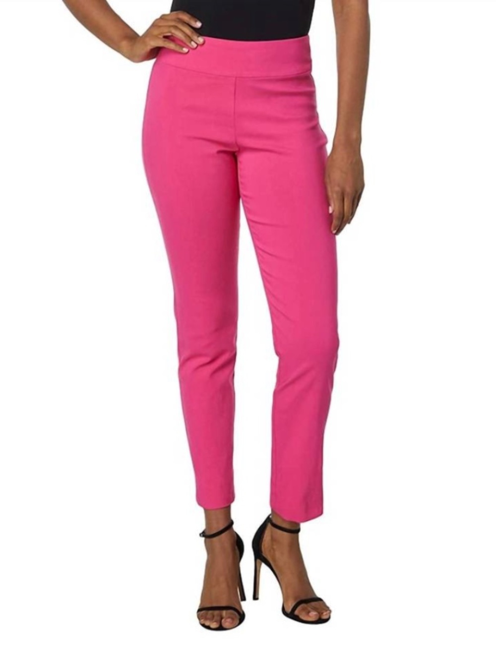 Krazy Larry Pull On Ankle Pant Hot Pink Women's Size 10 Tummy Control Slimming
